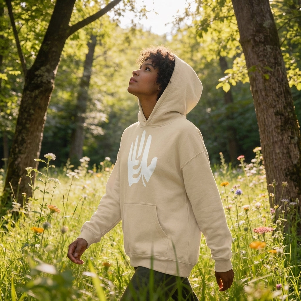 Integrity Fleece Hoodie - Fawn w/ White Logo